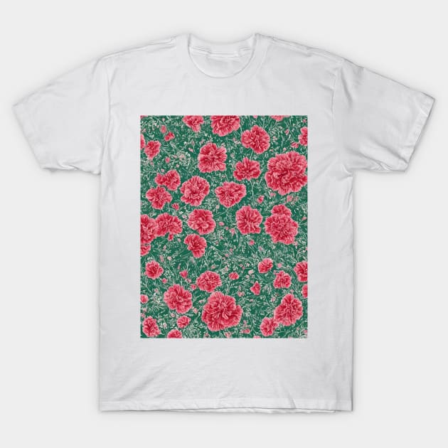 Refined Carnation Elegance Pattern T-Shirt by MBSCREATIVES